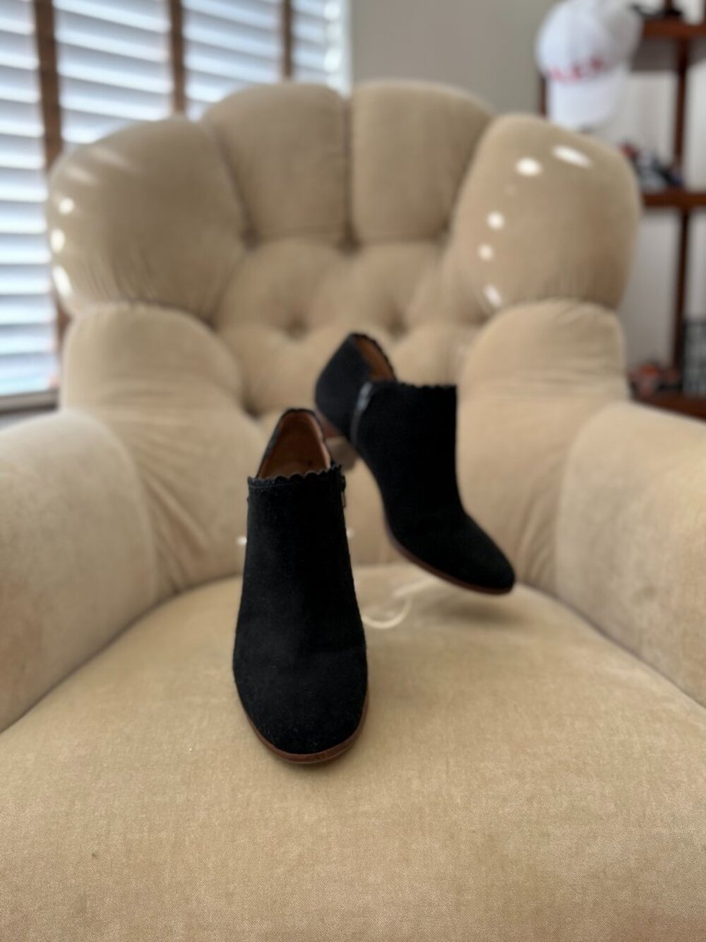 Auth JACK ROGERS Iconic Marianne Black Genuine Suede Leather Ankle Boots